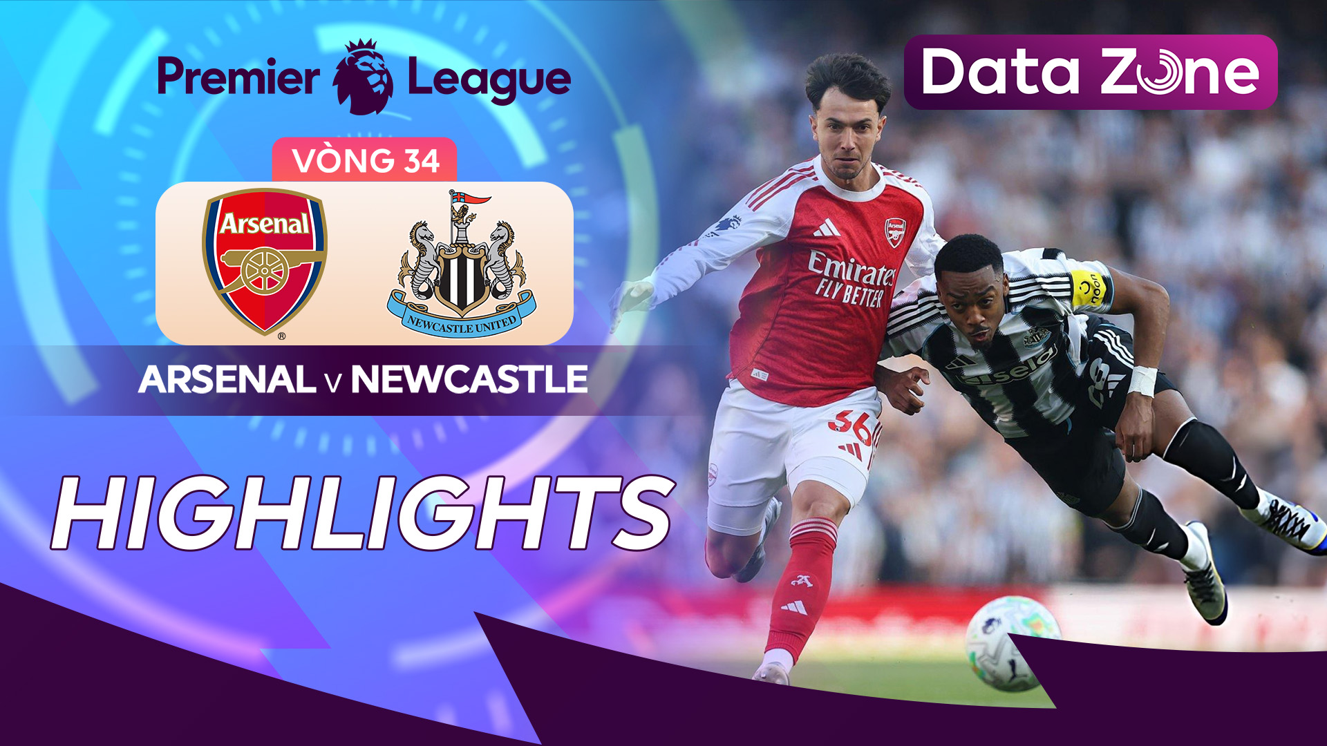 Arsenal - Newcastle United: Data Zone Highlights